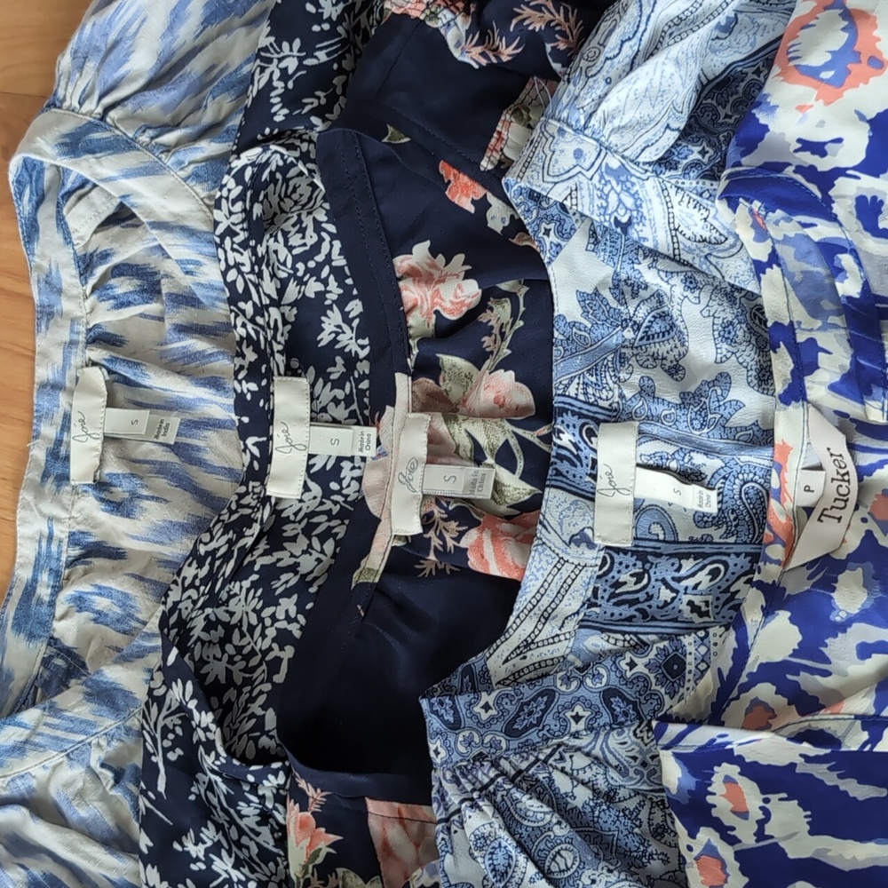 Joie And Tucker Tops Set Bundle Lot Of 5 Silk S Loose Flowy Button